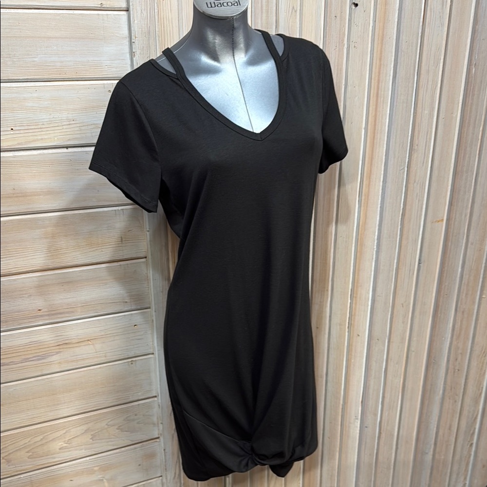 Source Unknown Black Mini T-Shirt Dress Relaxed Fit